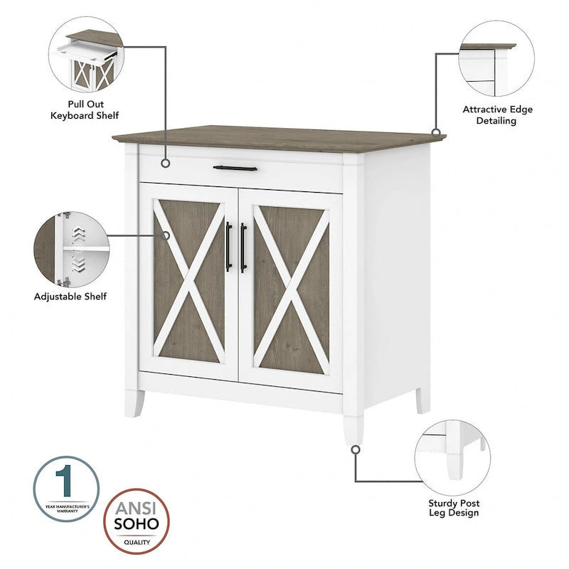 Bureau secrétaire Key West avec armoire de rangement par Bush Furniture