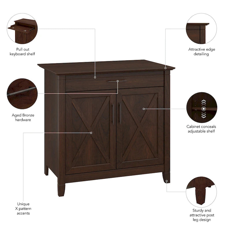 Bureau secrétaire Key West avec armoire de rangement par Bush Furniture