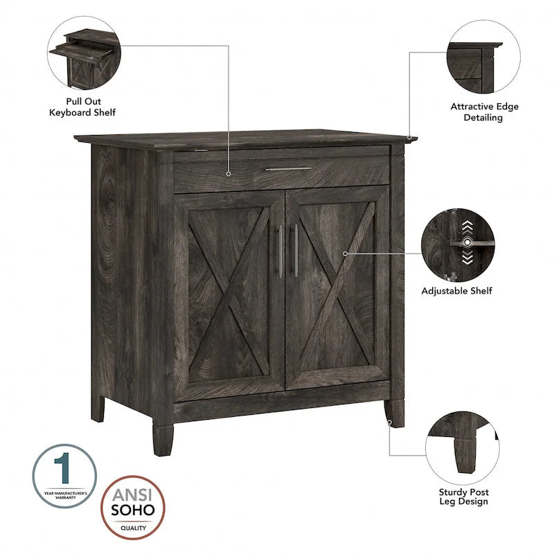 Bureau secrétaire Key West avec armoire de rangement par Bush Furniture