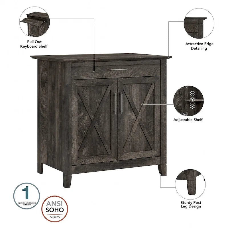 Bureau secrétaire Key West avec armoire de rangement par Bush Furniture