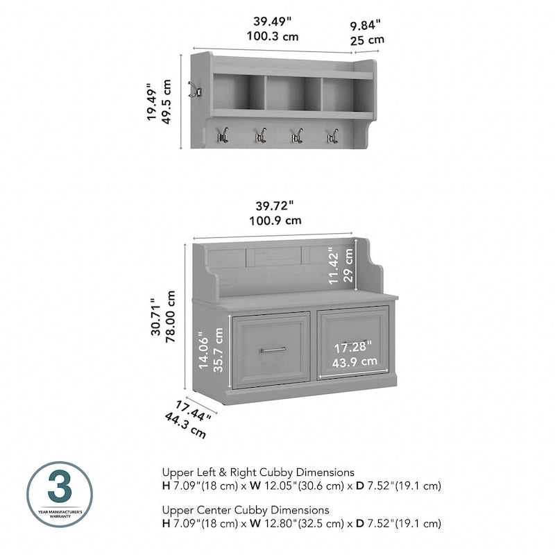 Banc d'entrée et étagère murale Woodland 40W de Bush Furniture