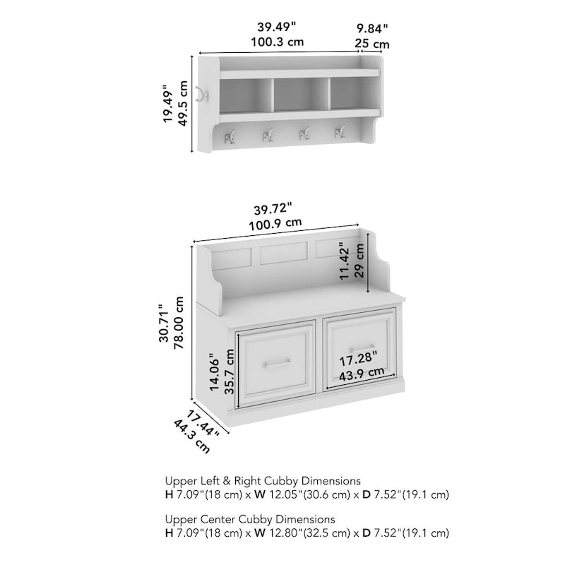 Banc d'entrée et étagère murale Woodland 40W de Bush Furniture