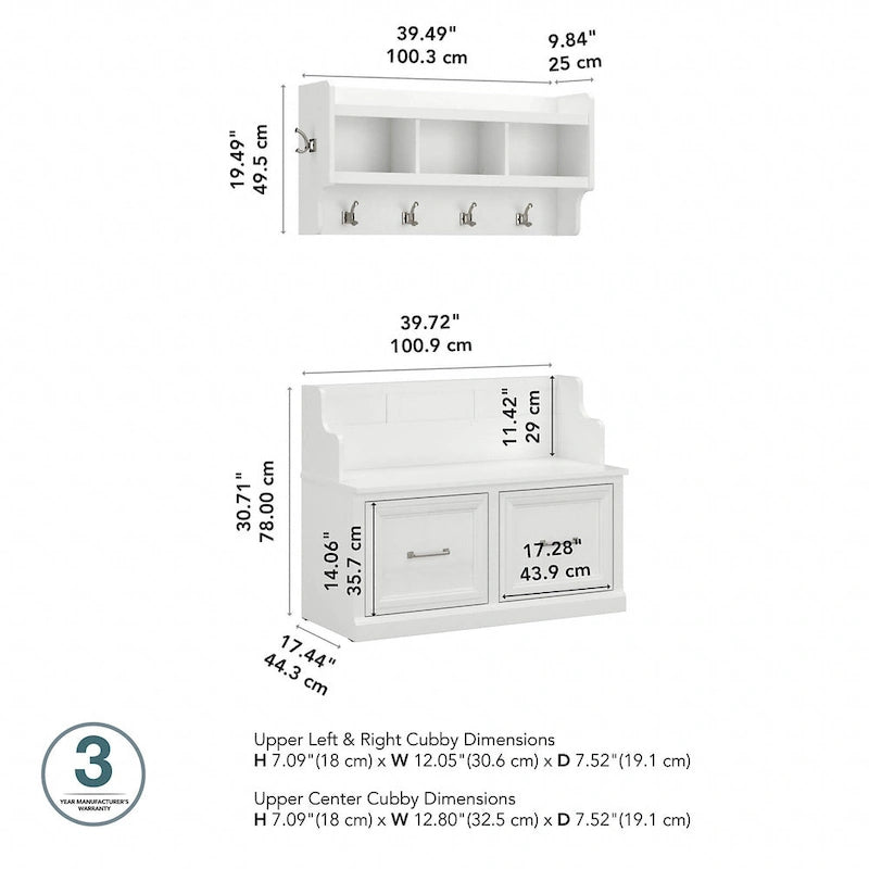 Banc d'entrée et étagère murale Woodland 40W de Bush Furniture
