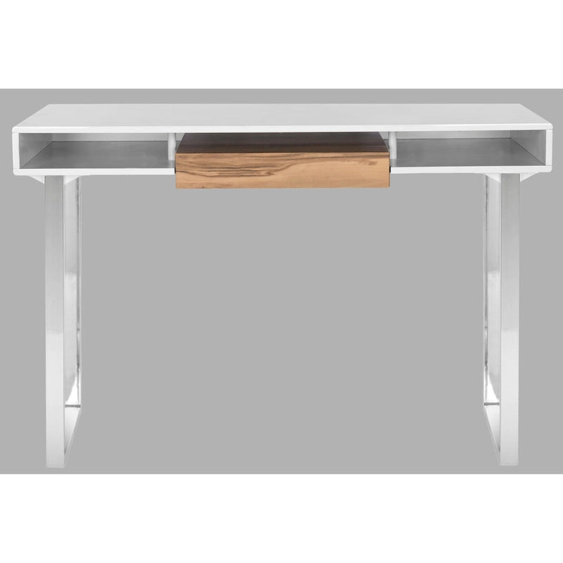 Bureau d'ordinateur moderne SAFAVIEH Bettyjane blanc/chrome