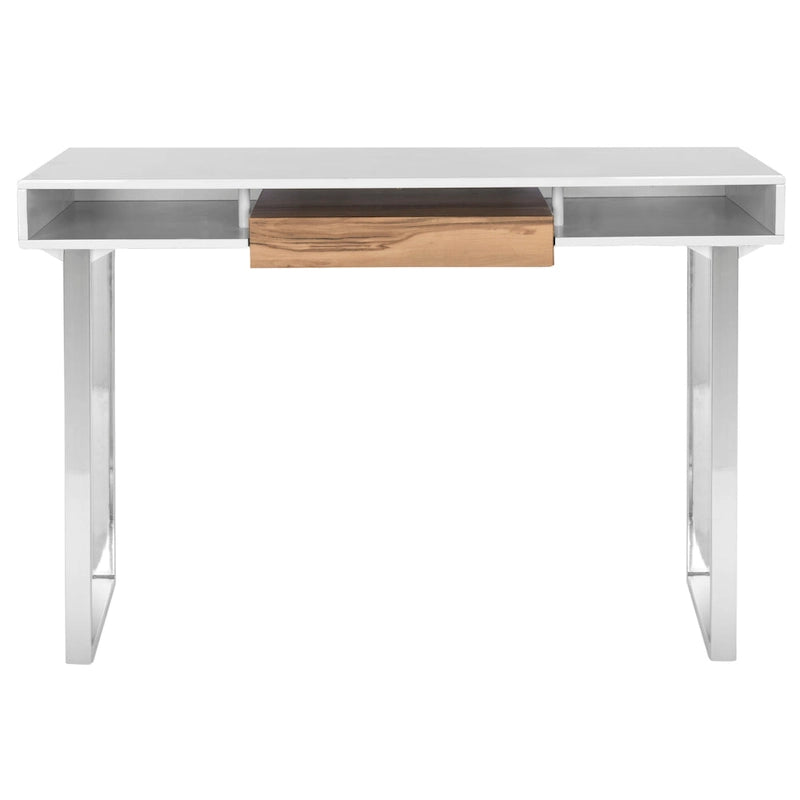 Bureau d'ordinateur moderne SAFAVIEH Bettyjane blanc/chrome