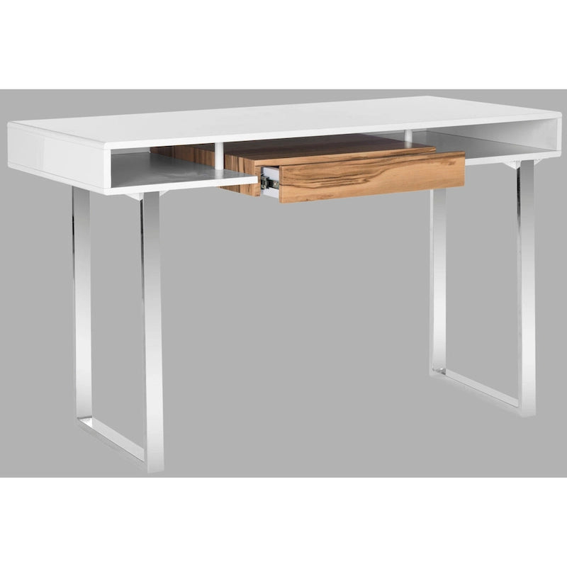 Bureau d'ordinateur moderne SAFAVIEH Bettyjane blanc/chrome