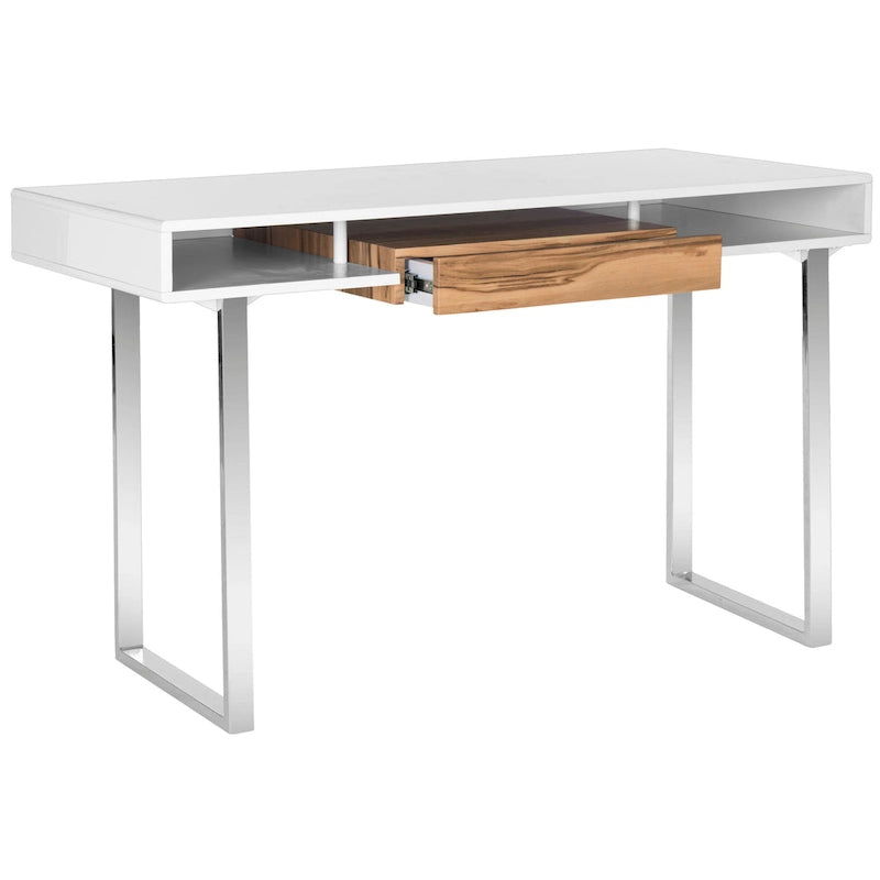 Bureau d'ordinateur moderne SAFAVIEH Bettyjane blanc/chrome