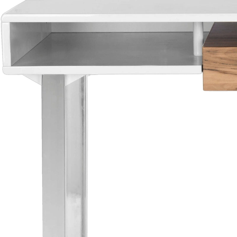 Bureau d'ordinateur moderne SAFAVIEH Bettyjane blanc/chrome