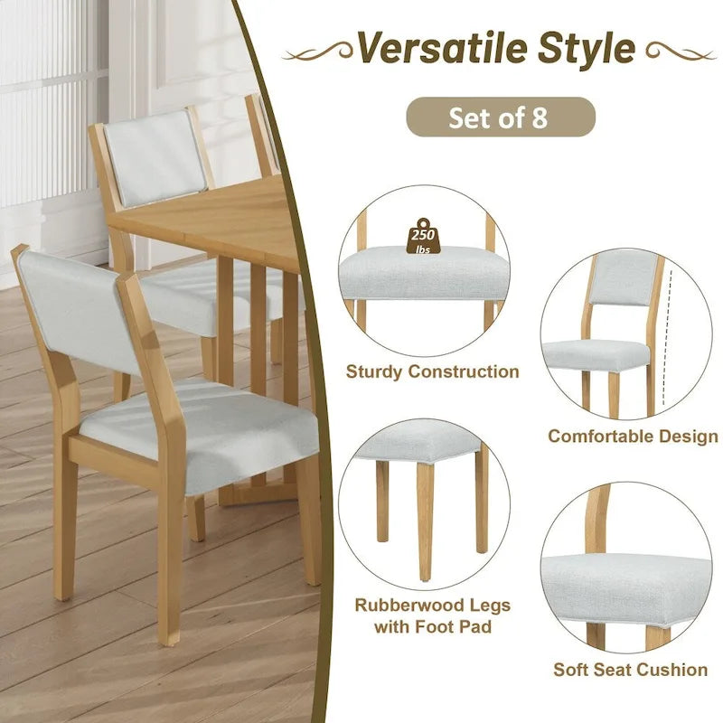 Ensemble de table à manger extensible 9 pièces de style campagnard avec rallonges amovibles