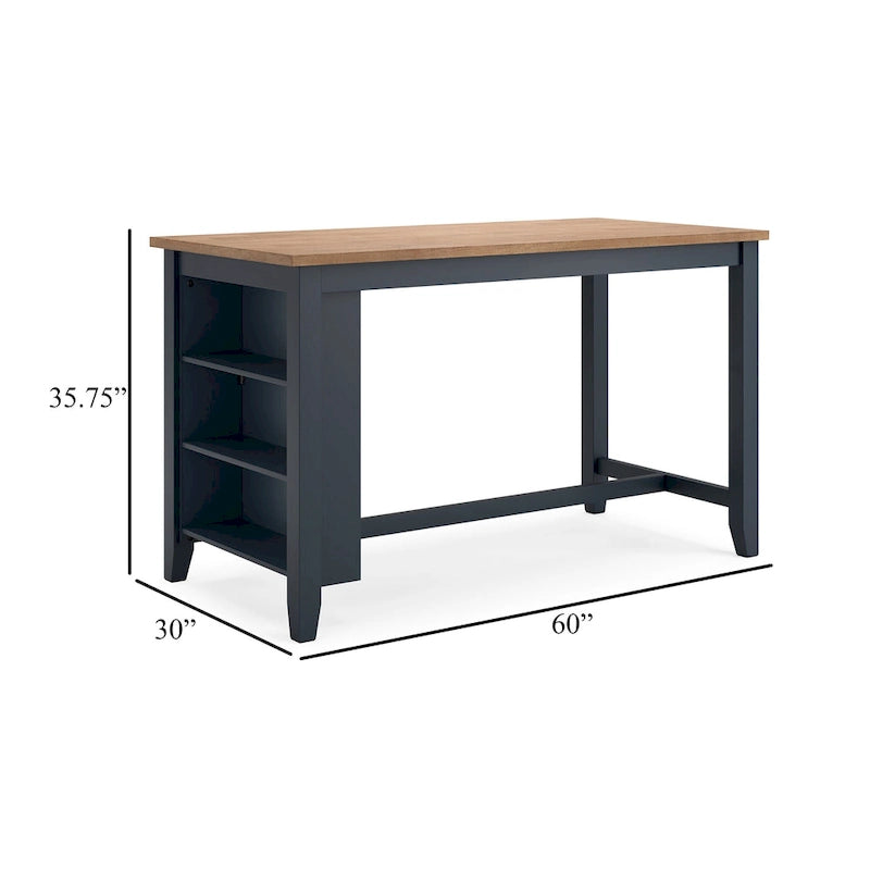 Table de salle à manger haute Gasy, 152 cm (60 pouces), bois de manguier brun bleu foncé