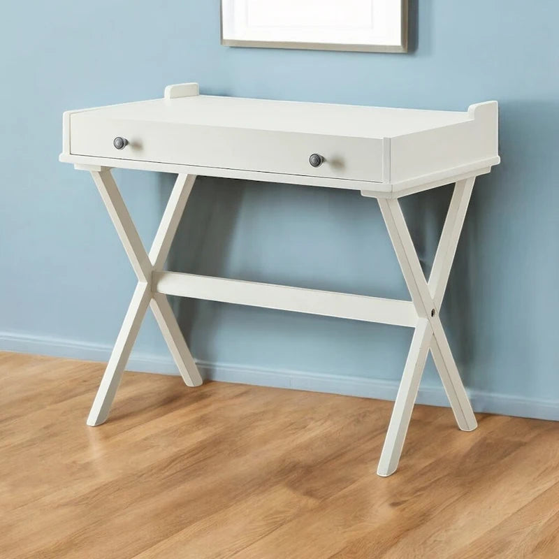 HomeRoots 34 Antiqued White Wood Flip Top Desk