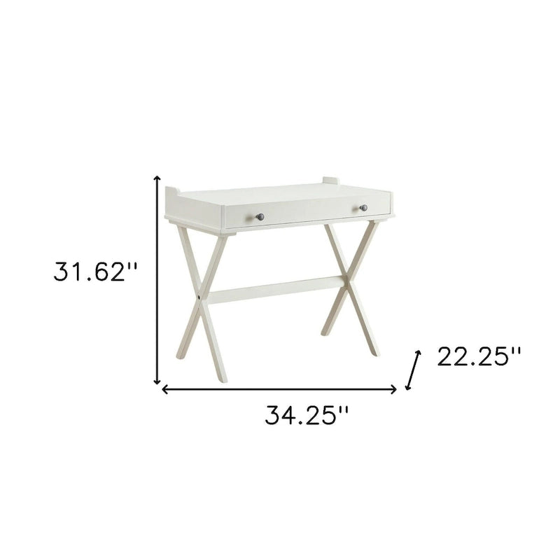 Bureau HomeRoots 34 en bois blanc vieilli avec plateau rabattable