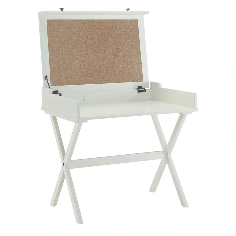 Bureau HomeRoots 34 en bois blanc vieilli avec plateau rabattable
