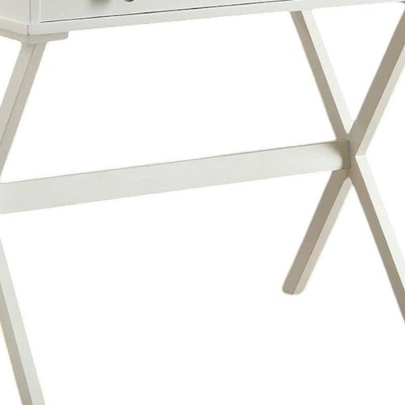 Bureau HomeRoots 34 en bois blanc vieilli avec plateau rabattable