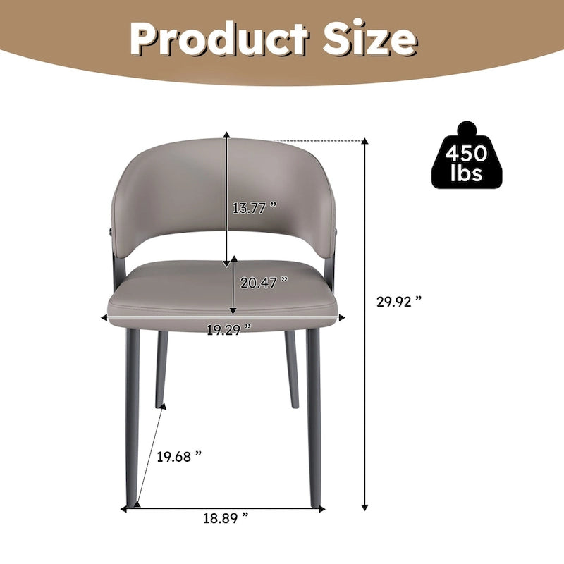 Ensemble de 2 chaises de salle à manger, chaises de cuisine en similicuir avec pieds en métal - Accoudoirs ergonomiques, coussin en mousse confortable, structure robuste