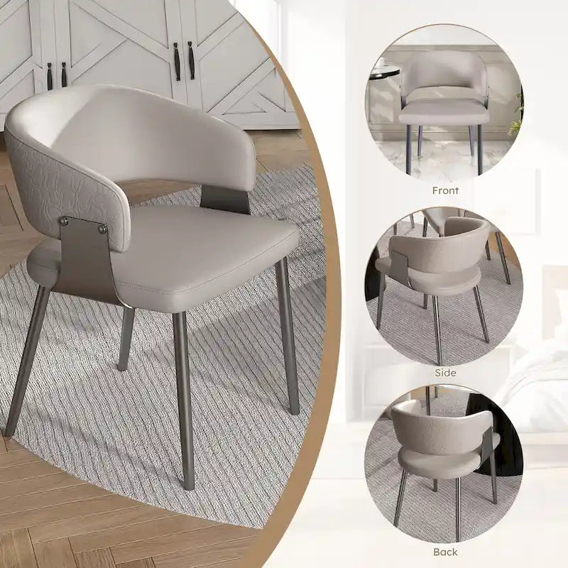 Ensemble de 2 chaises de salle à manger, chaises de cuisine en similicuir avec pieds en métal - Accoudoirs ergonomiques, coussin en mousse confortable, structure robuste