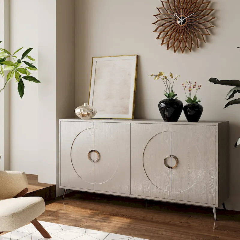 Buffet/meuble de rangement moderne en bois laqué à 4 portes