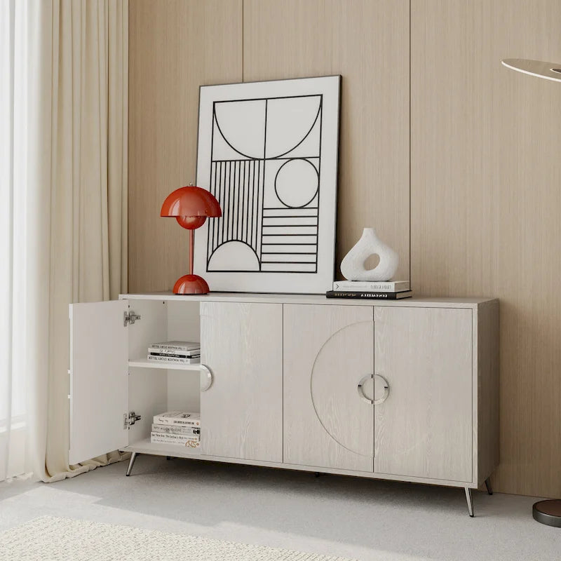 Buffet/meuble de rangement moderne en bois laqué à 4 portes