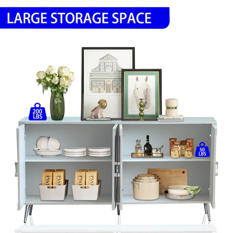 Buffet/meuble de rangement moderne en bois laqué à 4 portes