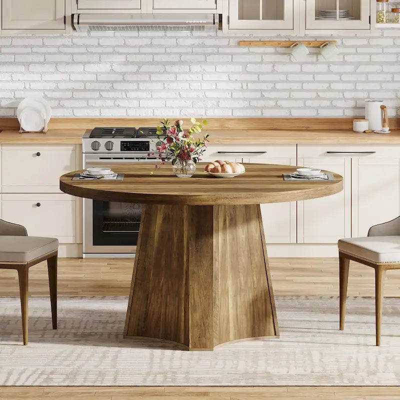 Table de salle à manger ronde pour 4 à 6 personnes, table de cuisine de style campagnard de 119 cm (47 pouces).