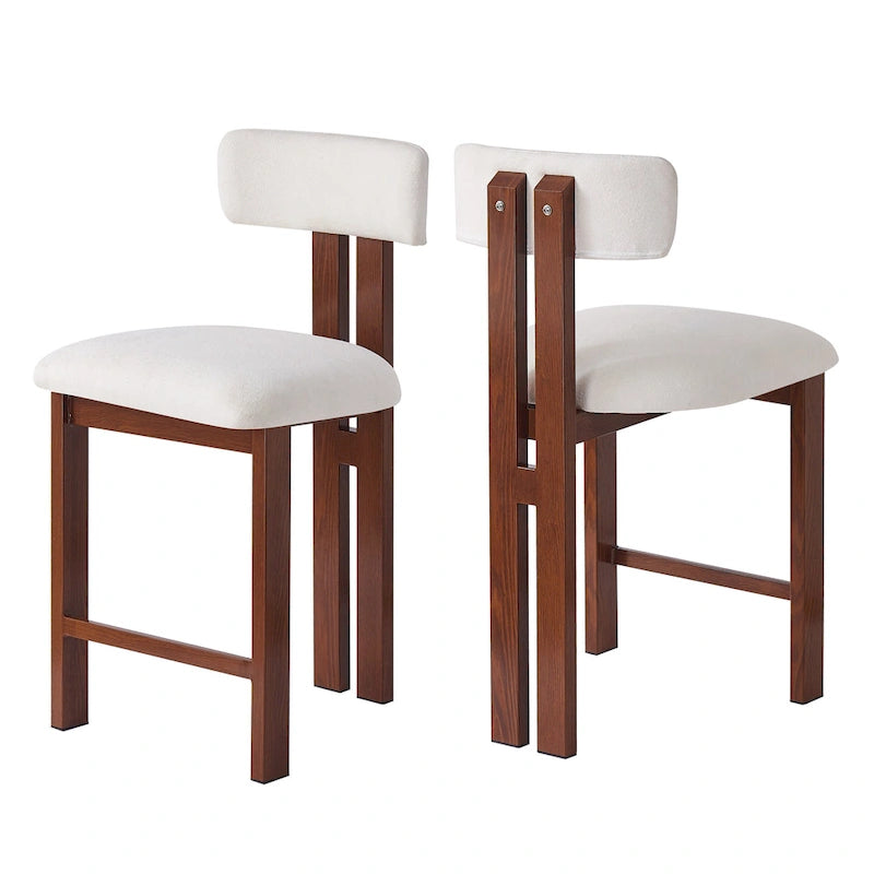 Tabourets de bar ronds rembourrés Roomfitters 26,5, lot de 2, dossier bas, structure en métal noir