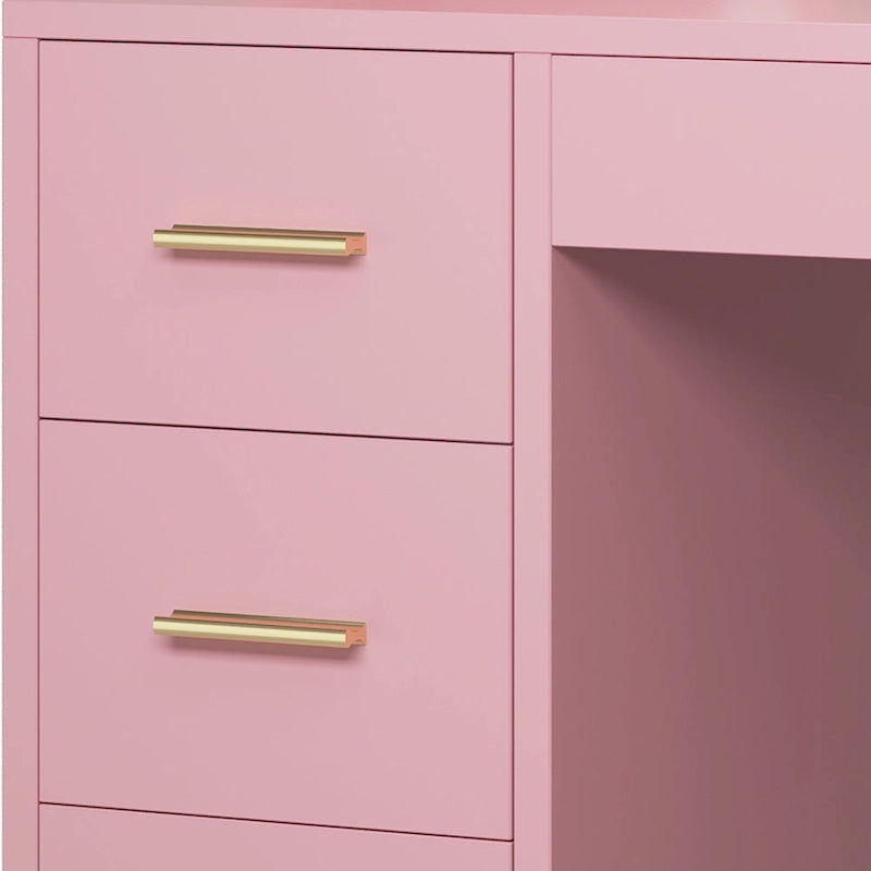 Moasis 39.5W Bedroom Makeup Vanity Desk with Mirror and Power Outlets&Hairdryer Holder