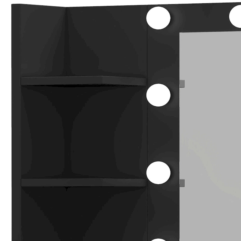 Coiffeuse Moasis 39,5 W pour chambre à coucher avec miroir, prises électriques et support pour sèche-cheveux