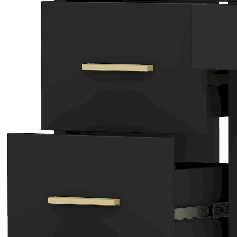 Coiffeuse Moasis 39,5 W pour chambre à coucher avec miroir, prises électriques et support pour sèche-cheveux