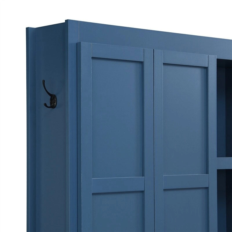 Meuble d'entrée 4 en 1 de style campagnard avec étagères ouvertes, banc à chaussures pour vestibule avec compartiments ouverts, porte-manteau d'entrée avec 6 crochets