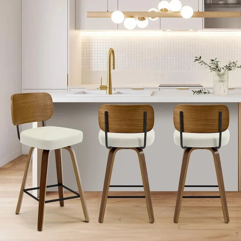 Tabourets de bar pivotants rembourrés de 66 cm (26 po) - 92,5 cm (36,4 po) H x 43,5 cm (17,1 po) L x 51 cm (20 po) P