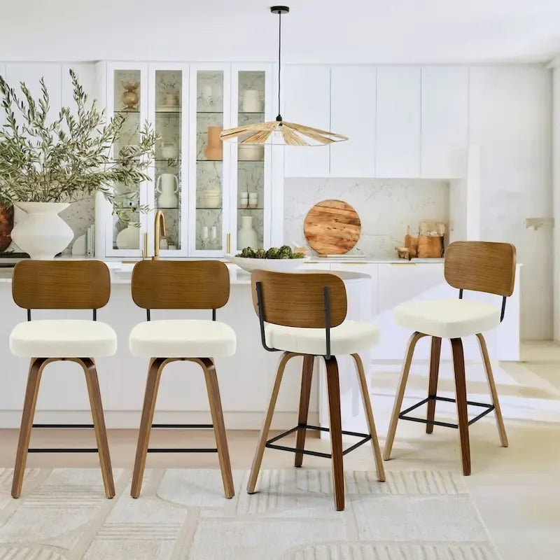 Tabourets de bar pivotants rembourrés de 66 cm (26 po) - 92,5 cm (36,4 po) H x 43,5 cm (17,1 po) L x 51 cm (20 po) P