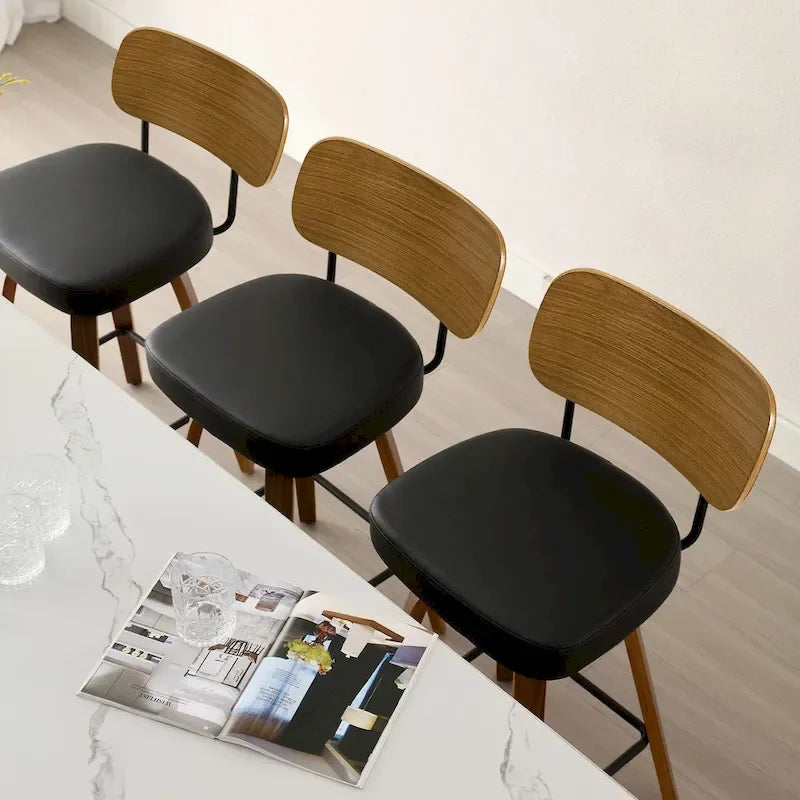 Tabourets de bar pivotants rembourrés de 66 cm (26 po) - 92,5 cm (36,4 po) H x 43,5 cm (17,1 po) L x 51 cm (20 po) P