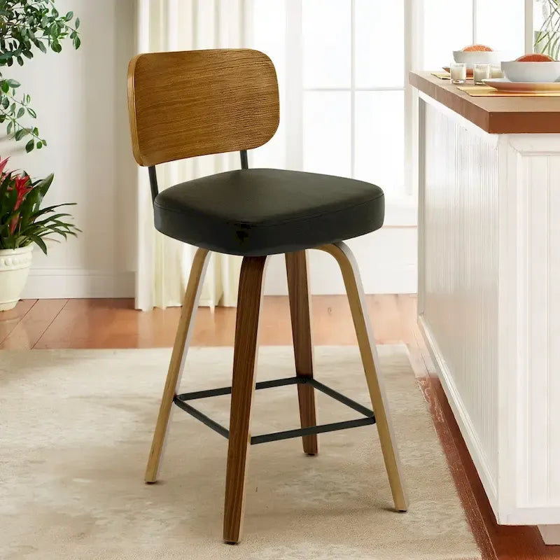 Tabourets de bar pivotants rembourrés de 66 cm (26 po) - 92,5 cm (36,4 po) H x 43,5 cm (17,1 po) L x 51 cm (20 po) P