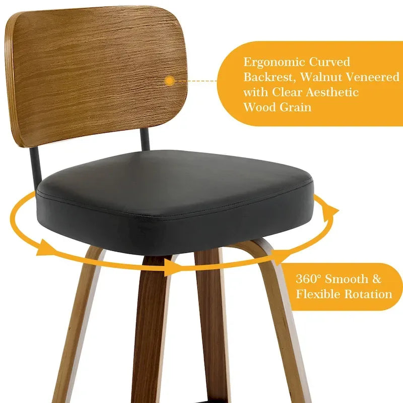 Tabourets de bar pivotants rembourrés de 66 cm (26 po) - 92,5 cm (36,4 po) H x 43,5 cm (17,1 po) L x 51 cm (20 po) P