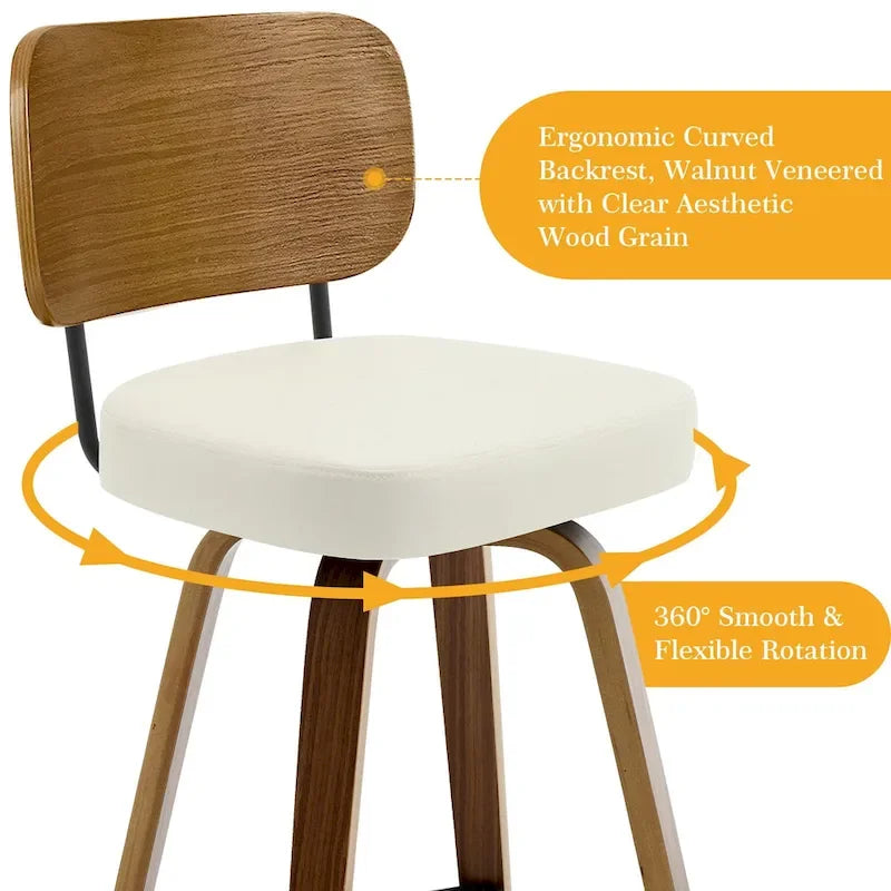 Tabourets de bar pivotants rembourrés de 66 cm (26 po) - 92,5 cm (36,4 po) H x 43,5 cm (17,1 po) L x 51 cm (20 po) P