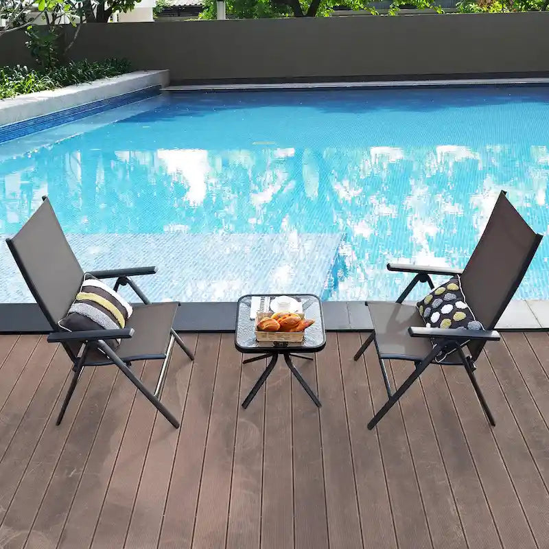 Costway Lot de 2 chaises de jardin pliantes en aluminium avec dossier réglable - Voir les détails