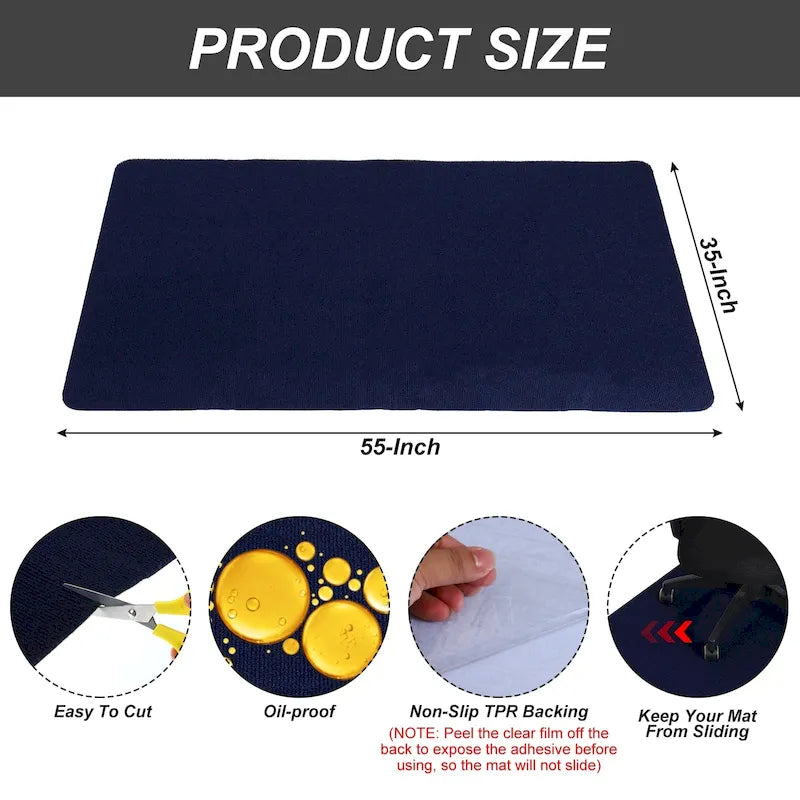Tapis de protection pour chaise de bureau 55 pouces x 35 pouces pour planchers de bois franc