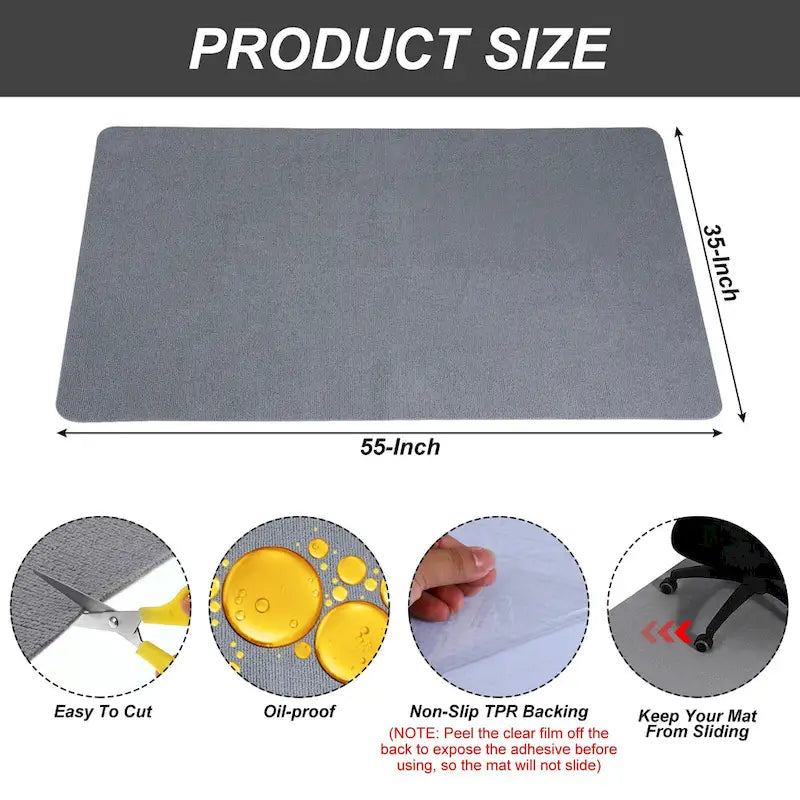 Tapis de protection pour chaise de bureau 55 pouces x 35 pouces pour planchers de bois franc