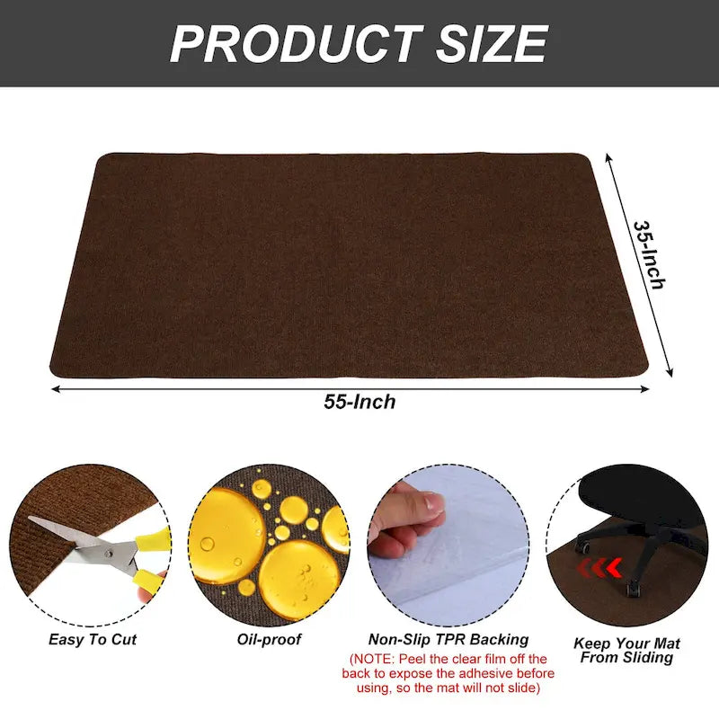 Tapis de protection pour chaise de bureau 55 pouces x 35 pouces pour planchers de bois franc