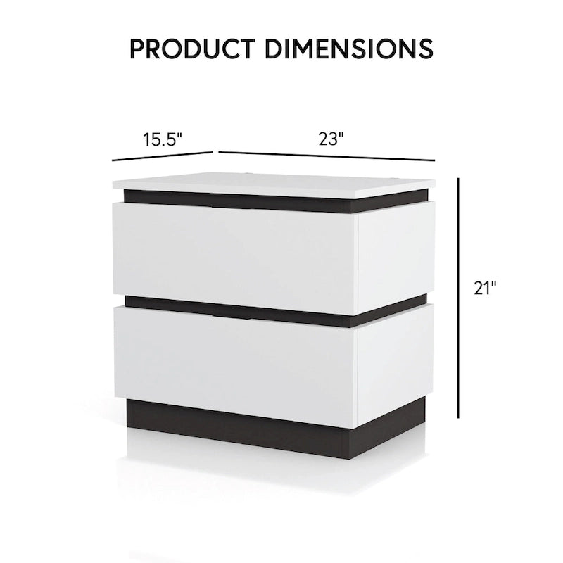 Ensemble lit plateforme et table de chevet 2 pièces Conjira de Furniture of America, en bois blanc moderne