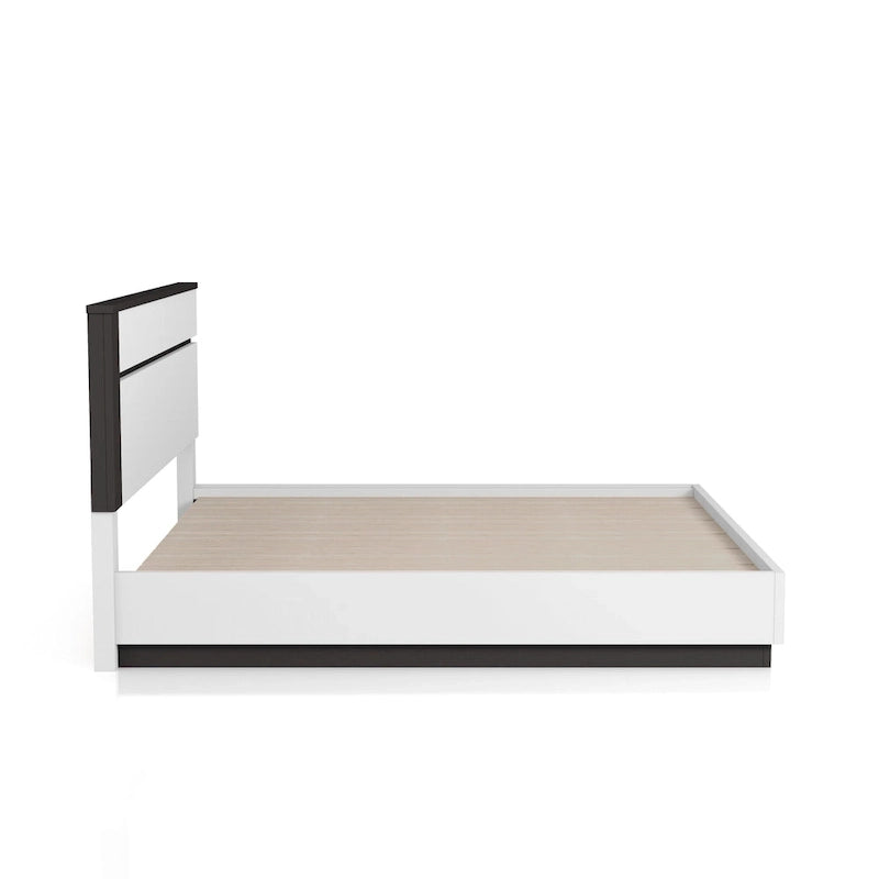 Ensemble lit plateforme et table de chevet 2 pièces Conjira de Furniture of America, en bois blanc moderne