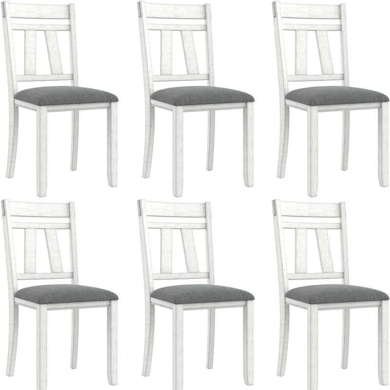 Chaises de salle à manger VECELO en bois massif avec assise en lin, ensemble de 2/4/6 chaises