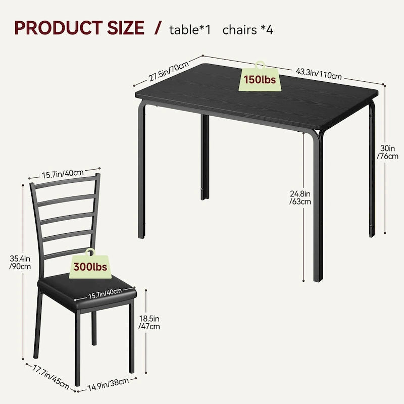 Ensemble de table à manger 5 pièces pour 4 personnes