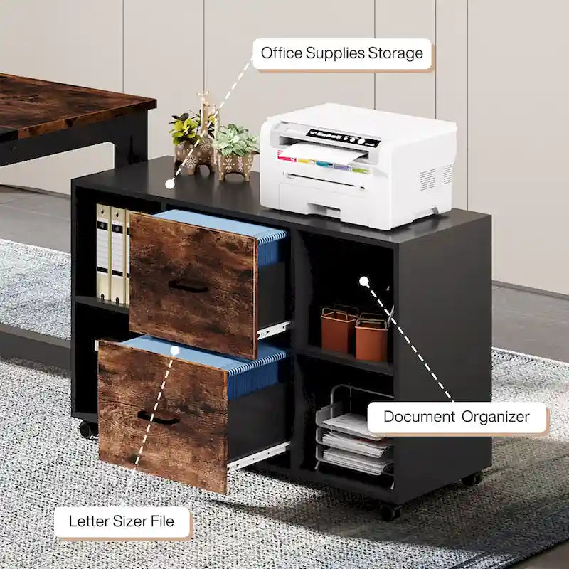 Bureau de direction en L de 63 pouces avec caisson à dossiers suspendus de 40 pouces