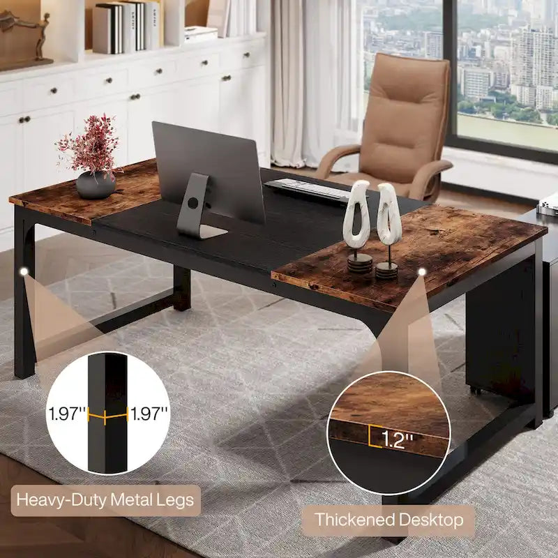 Bureau de direction en L de 63 pouces avec caisson à dossiers suspendus de 40 pouces