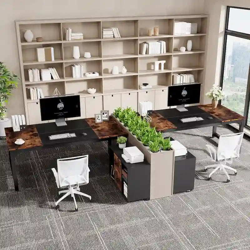 Bureau de direction en L de 63 pouces avec caisson à dossiers suspendus de 40 pouces