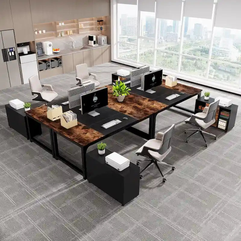 Bureau de direction en L de 63 pouces avec caisson à dossiers suspendus de 40 pouces