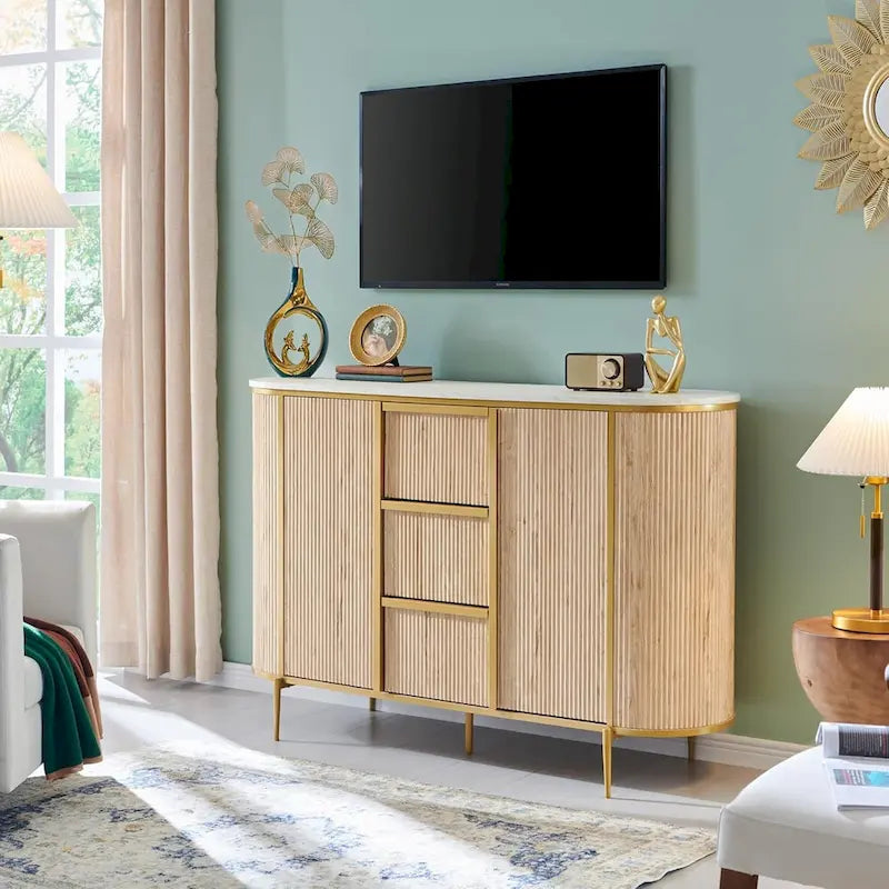 54 Modern Fluted Buffet Cabinet, Buffet Table, Coffee/Wine Bar