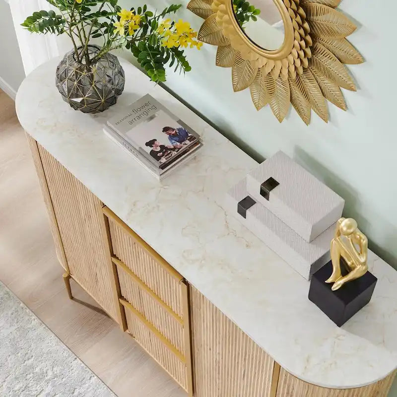 Buffet moderne cannelé de 54 pouces, table de buffet, bar à café/vin