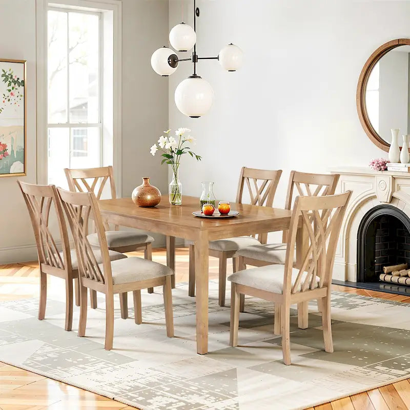 Ensemble table et chaises de salle à manger, style moderne, 1 table et 6 chaises, antidérapant, idéal pour 4 à 6 personnes